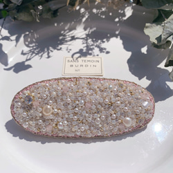 【特集掲載】天然石と淡水パール　オーバルビーズバレッタ (oval-large-pink) 4枚目の画像
