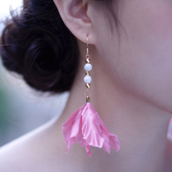 Vanessa | ピンク 手作りマザーオブパール ピアス ロンーグイヤリング Pink Dangle Earring 第2張的照片