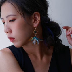 Rosemary │ 黄と緑花びら 手作り タイガーアイストーン ピアス fabric flower earring 3枚目の画像