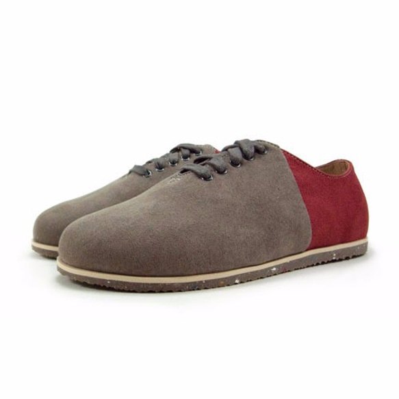 Two Tone Lace-up Shoes M1105A GreyBurgundy 第3張的照片