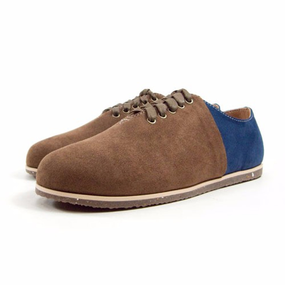 Two Tone Lace-up Shoes M1105A BrownNavy 第3張的照片