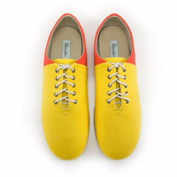 Two Tone Canvas Flat Espadrilles M1105 YellowOrange 第2張的照片