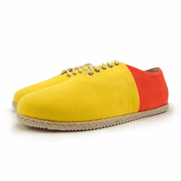 Two Tone Canvas Flat Espadrilles M1105 YellowOrange 第3張的照片