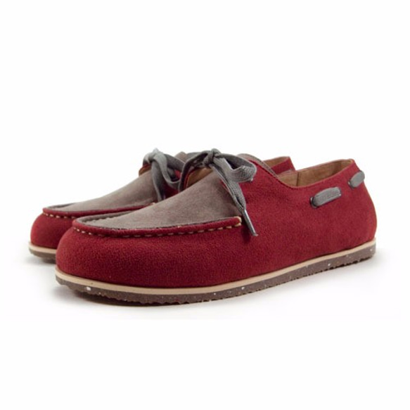 Two Tone Boat Shoes M1106A GreyBurgundy 第3張的照片