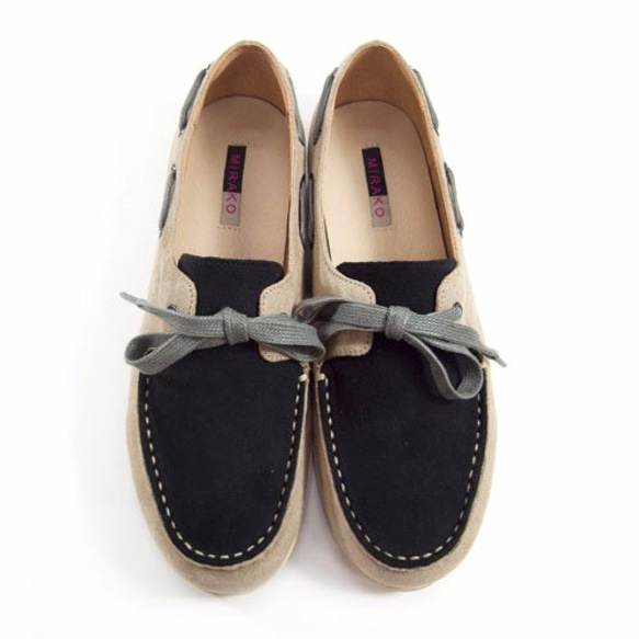 Two Tone Boat Shoes M1106A BlackKhaki 第2張的照片