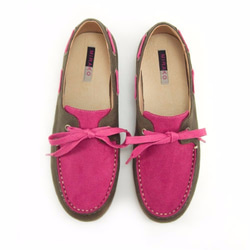 Two Tone Boat Shoes M1106A FuxiaGreen 第2張的照片