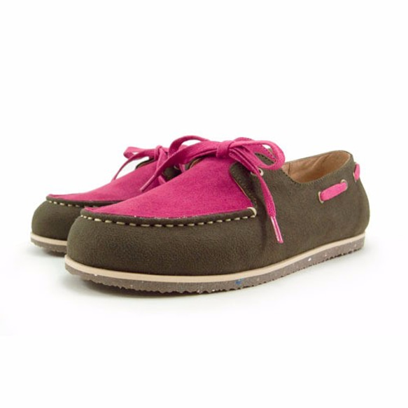 Two Tone Boat Shoes M1106A FuxiaGreen 第3張的照片