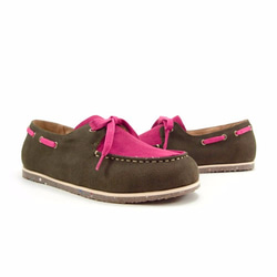 Two Tone Boat Shoes M1106A FuxiaGreen 第4張的照片