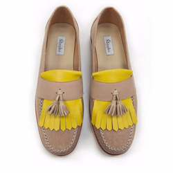 Classic Vintage Moccasin Tassel Loafers M1109 Yellow 第2張的照片