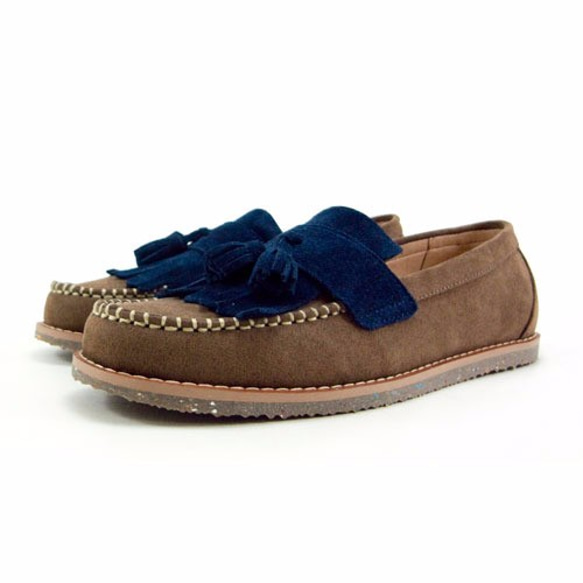 Classic Vintage Moccasin Tassel Loafers M1109A BrownNavy 第3張的照片