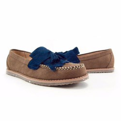 Classic Vintage Moccasin Tassel Loafers M1109A BrownNavy 第4張的照片