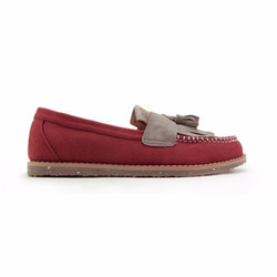 Classic Vintage Moccasin Tassel Loafers M1109A GreyBurgundy 第1張的照片