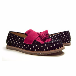 Classic Vintage Moccasin Tassel Loafers M1109A BlackFuxia 第4張的照片