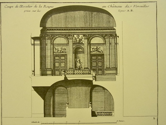 ベルサイユ宮殿の、リフォームの為の建築図面  王族の間の階段 A3サイズ  F-21 3枚目の画像