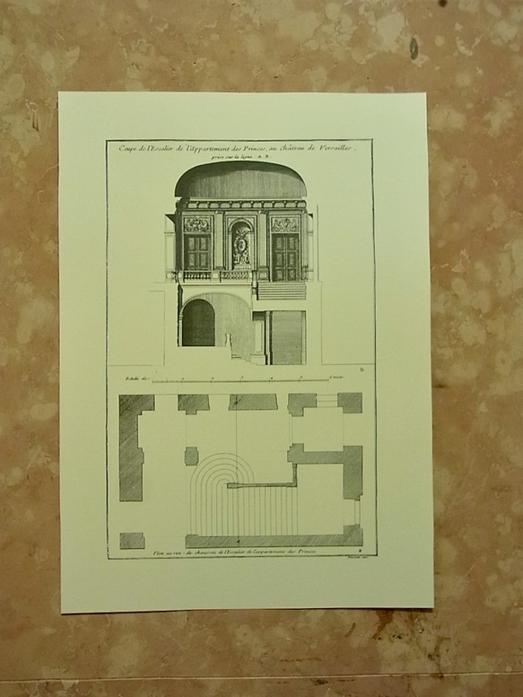 ベルサイユ宮殿の、リフォームの為の建築図面  王妃の階段 A3サイズ  F-19 1枚目の画像