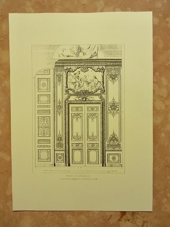 ベルサイユ宮殿の、王妃の寝室の扉 の建築図面です。A3サイズ  F-16 1枚目の画像