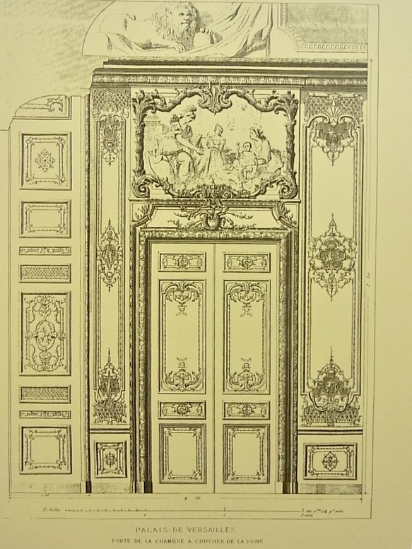 ベルサイユ宮殿の、王妃の寝室の扉 の建築図面です。A3サイズ  F-16 2枚目の画像