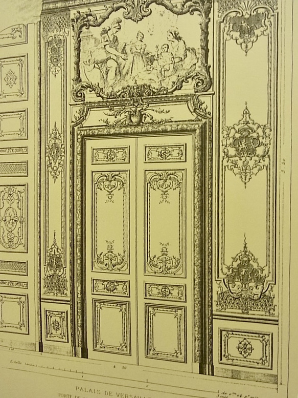 ベルサイユ宮殿の、王妃の寝室の扉 の建築図面です。A3サイズ  F-16 5枚目の画像