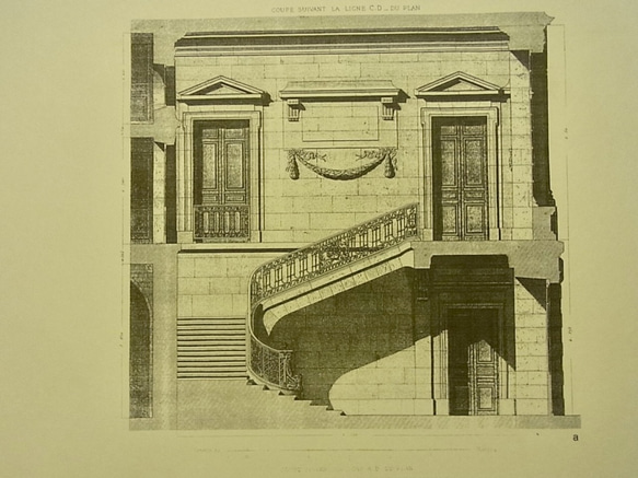 マリーアントワネットのプチ トリアノン宮殿の、入り口階段の図面(写真アリ) 。A3サイズ    F-26 3枚目の画像