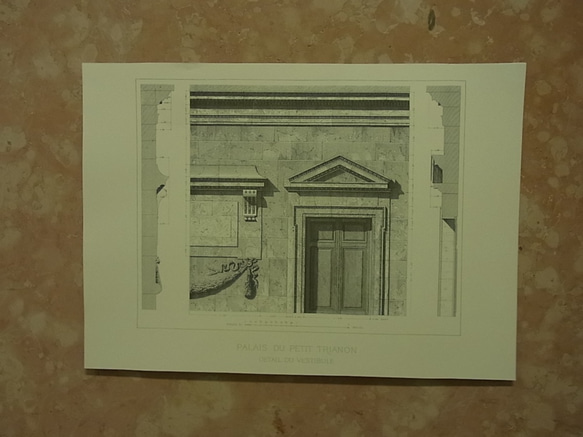 マリーアントワネットのプチ トリアノン宮殿の、エントランスの内部の窓周りの図面。写真アリ) 。A3サイズ    F-29 2枚目の画像