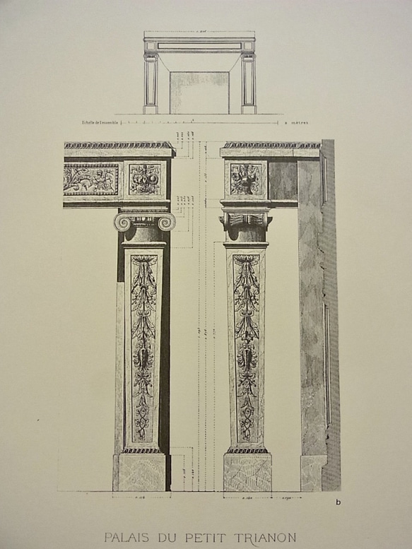 マリーアントワネットのプチ トリアノン宮殿の、サロンの壁の装飾のプラン。（写真アリ) 。A3サイズ    F-32 3枚目の画像