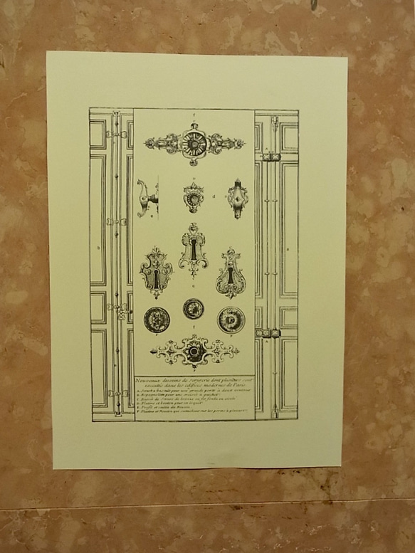 フランス  ドアの金具のプレゼンの絵です。 A3サイズ    F-51 1枚目の画像