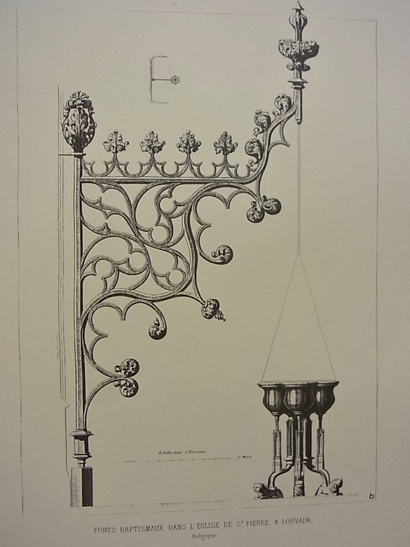ノートルダム教会内の洗礼盤 とサンピエール教会内の洗礼盤   A3サイズ    F-52 3枚目の画像