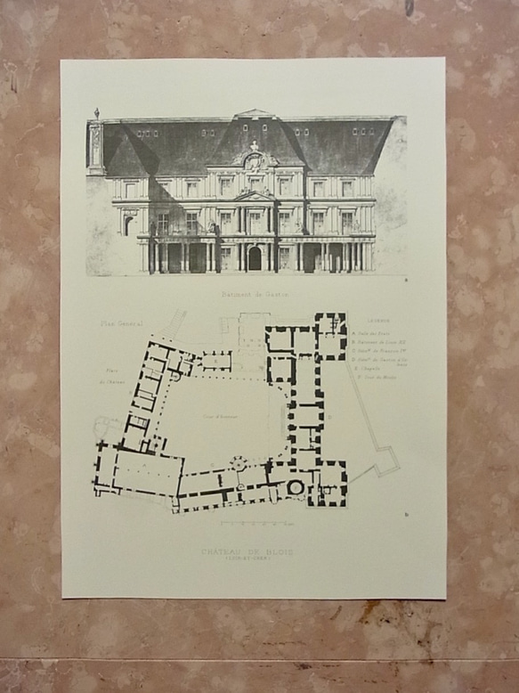 フランス国王 フランソワ1世のブロワ城の図面  A3サイズ    F-53 1枚目の画像