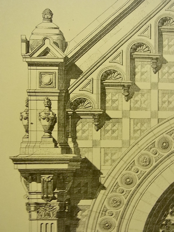 フランス  城館の礼拝堂の建築パースです。A3サイズ F-60 4枚目の画像