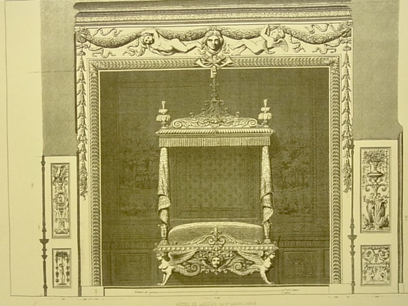 パリのセーヌ川のサンルイ島にあるローザン館の寝室。A3サイズ    F -74 2枚目の画像