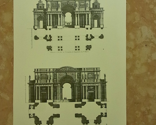 マルセル・ケルヴェラ、「凱旋門からの眺め」、希少画集・額装画 パリのカルーゼル凱旋門のプレゼンの絵です(写真アリ)。NO3 A3サイズ F
