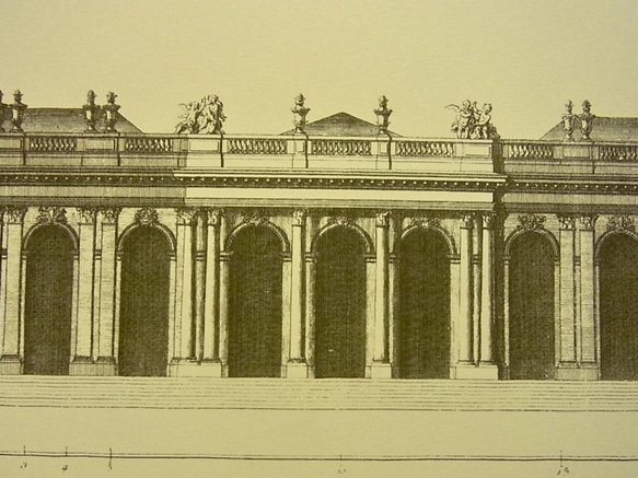 フランス ブルボン宮殿の正面の建築パースです。A3サイズ    F -95 4枚目の画像