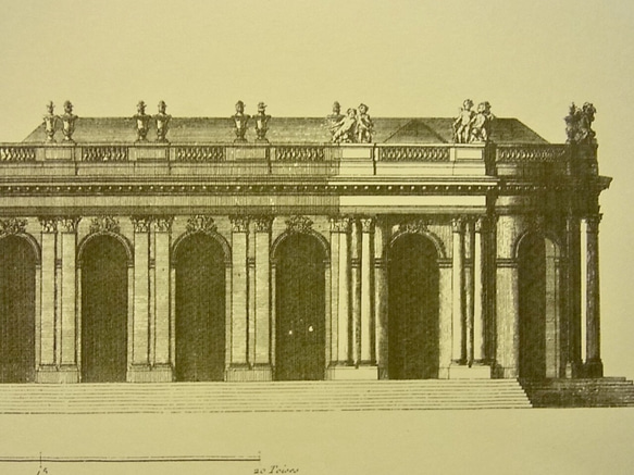 フランス ブルボン宮殿の正面の建築パースです。A3サイズ    F -95 5枚目の画像