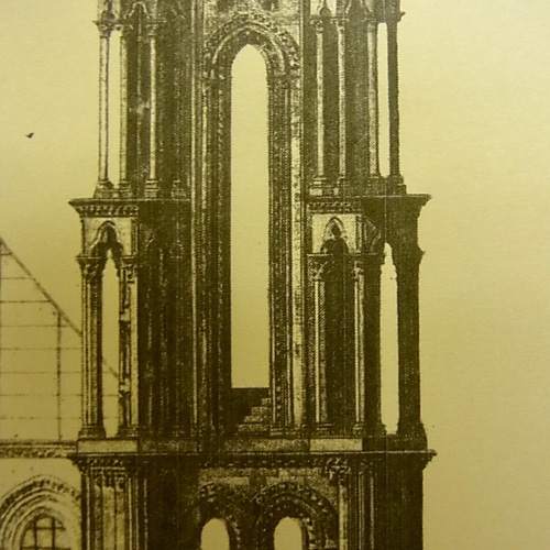 13世紀頃 フランスのランのノートルダム大聖堂の正面の建築パースです