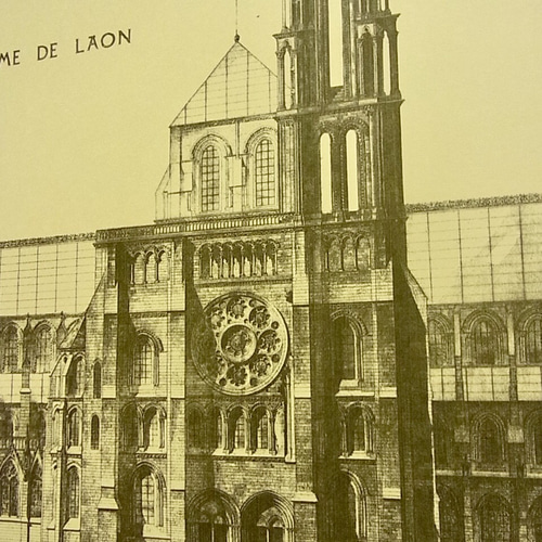 13世紀頃 フランスのランのノートルダム大聖堂の正面の建築パースです
