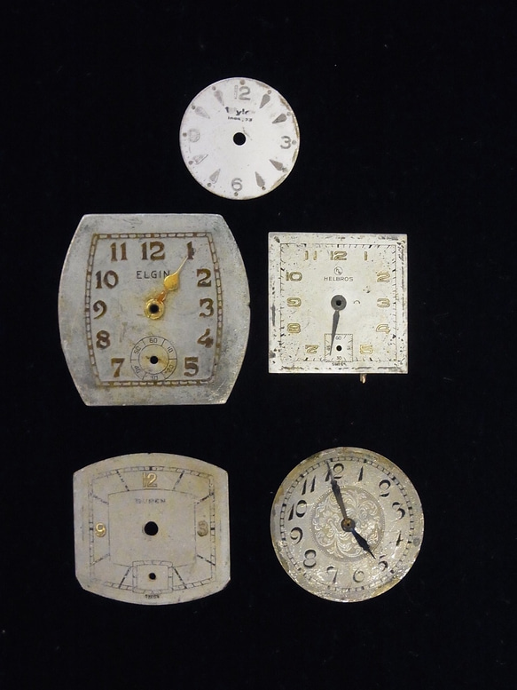 古い時計の文字盤のみ5枚セットです。JW-222 1枚目の画像
