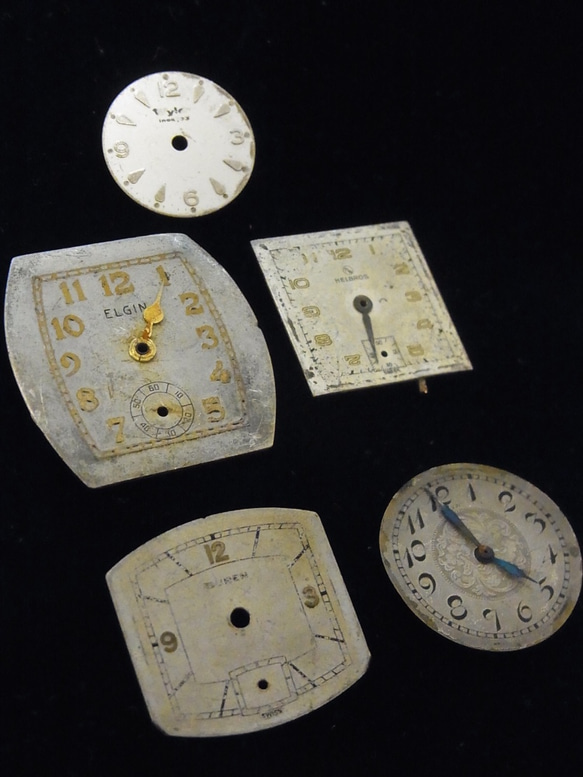 古い時計の文字盤のみ5枚セットです。JW-222 2枚目の画像