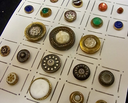 シェルと金属のアンティーク ビンテージボタン 23個セット 送料無料
