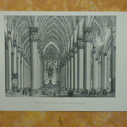 イタリア ミラノの大聖堂(ドーモ)の内部の完成予想図。(写真アリ) A3サイズ    F -105 1枚目の画像