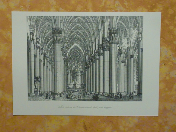 イタリア ミラノの大聖堂(ドーモ)の内部の完成予想図。(写真アリ) A3サイズ    F -105 1枚目の画像