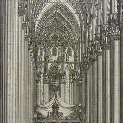 イタリア ミラノの大聖堂(ドーモ)の内部の完成予想図。(写真アリ) A3サイズ    F -105 3枚目の画像