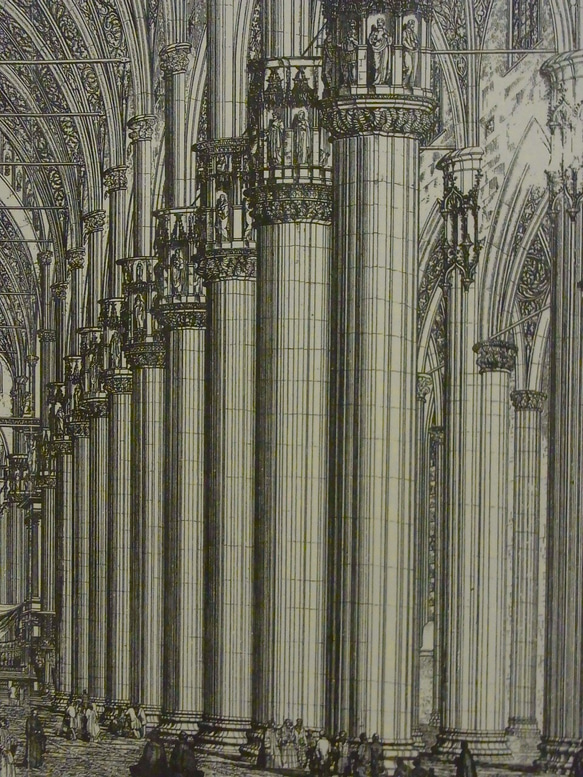 イタリア ミラノの大聖堂(ドーモ)の内部の完成予想図。(写真アリ) A3サイズ    F -105 5枚目の画像