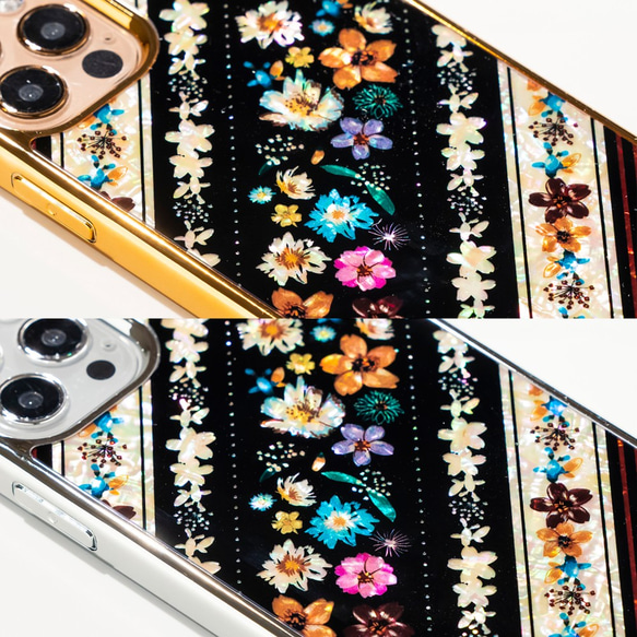 天然貝 螺鈿アート 【iPhone12/13/14/15対応】★ フェリーチェ（iPhoneプレミアム スマホケース） 5枚目の画像