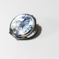 天然貝殼緊湊型鏡子（大理石模式）貝殼/珍珠母系藝術 | 推薦作為禮物/禮物 第2張的照片