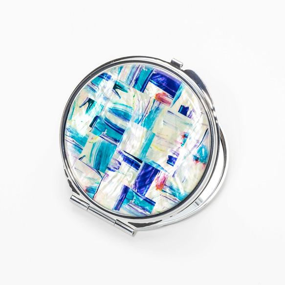 天然貝殼緊湊型鏡子（礦物藍）貝殼/拉登藝術 | 推薦作為禮物 第2張的照片