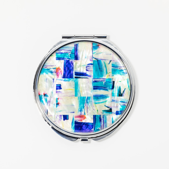天然貝殼緊湊型鏡子（礦物藍）貝殼/拉登藝術 | 推薦作為禮物 第4張的照片