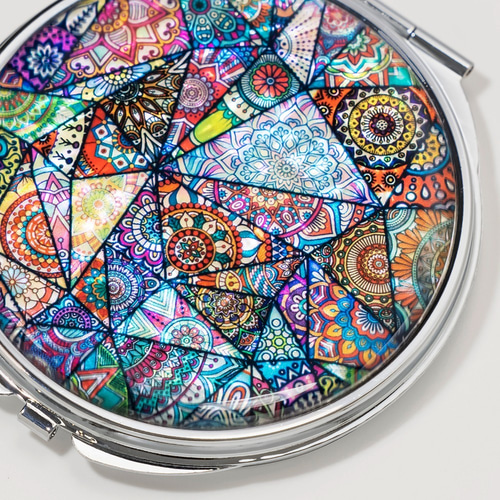 天然貝 コンパクトミラー（ハーモニー） シェル ・ 螺鈿アート