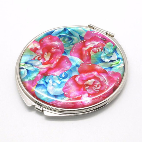 天然貝殼緊湊型鏡子（玫瑰花園）&lt;春季藝術&gt; [禮品包裝] 第1張的照片