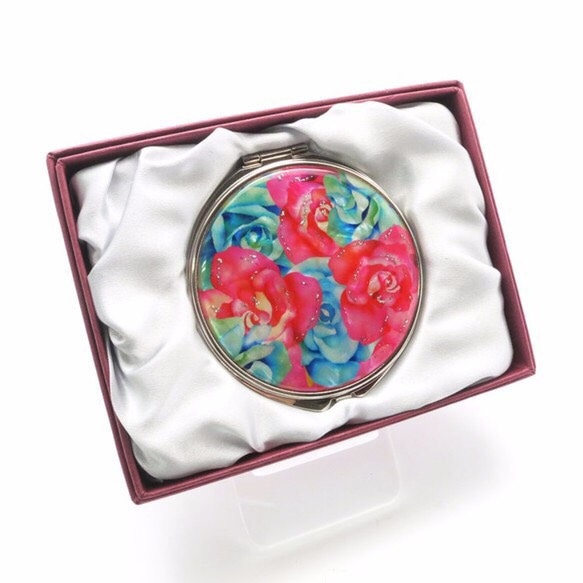 天然貝殼緊湊型鏡子（玫瑰花園）&lt;春季藝術&gt; [禮品包裝] 第4張的照片