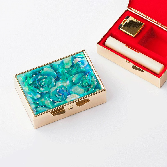 密封盒天然外殼規格（藍玫瑰）&lt;螺旋藝術&gt; [禮品包裝] 第1張的照片